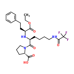 N2-[1-(S)-乙氧羰基-3-苯丙基]-N6-三氟乙酰基-L-赖氨酸-L-脯氨酸结构式