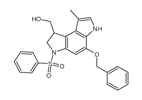 (1RS)-3-(Benzenesulfonyl)-5-(benzyloxy)-1-(hydroxymethyl)-8-methyl-1,2-dihydro-3H-pyrrolo[3,2-e]indole结构式
