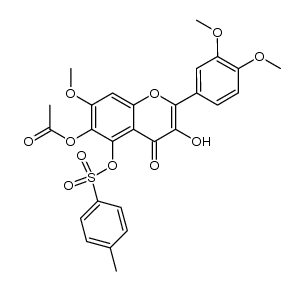 2-(3,4-dimethoxyphenyl)-3-hydroxy-7-methoxy-4-oxo-5-(tosyloxy)-4H-chromen-6-yl acetate结构式