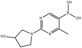 4-Methyl-2-(3-hydroxypyrrolidino)pyrimidine-5-boronic acid结构式