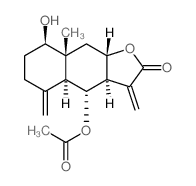Naphtho[2,3-b]furan-2(3H)-one,4-(acetyloxy)decahydro-8-hydroxy-8a-methyl-3,5-bis(methylene)-,(3aR,4R,4aS,8R,8aR,9aS)- Structure