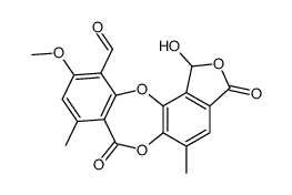 1,3-dihydro-1-hydroxy-10-methoxy-5,8-dimethyl-3,7-dioxo-7H-isobenzofuro[4,5-b][1,4]benzodioxepin-11-carbaldehyde Structure