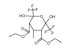 2,6-Dihydroxy-2,6-bis-trifluormethyl-4-methyl-tetrahydropyran-dicarbonsaeure-(3,5)-diethylester结构式