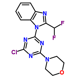 4-(4-氯-6-(2-(二氟甲基)-1H-苯并[d]咪唑-1-基)-1,3,5-三嗪-2-基)吗啉结构式