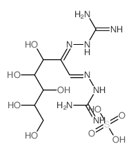 2-[[1-(diaminomethylidenehydrazinylidene)-3,4,5,6,7-pentahydroxy-heptan-2-ylidene]amino]guanidine; sulfuric acid structure