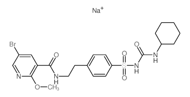 3-Pyridinecarboxamide,5-bromo-N-[2-[4-[[[(cyclohexylamino)carbonyl]amino]sulfonyl]phenyl]ethyl]-2-methoxy-,sodium salt (1:1)结构式