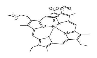 (4-nitrothiophenolato)iron(III)-protoporphyrin IX dimethyl ester complex结构式