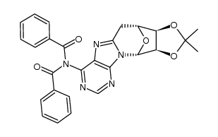 5',8-Cyclo-5'-deoxy-2',3'-O-isopropylidene-6-,N'-dibenzoyl-adenosine Structure