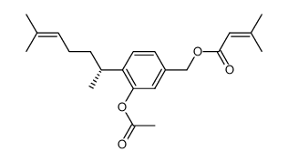 3-Methyl-but-2-enoic acid 3-acetoxy-4-((R)-1,5-dimethyl-hex-4-enyl)-benzyl ester结构式