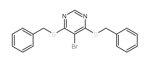 Pyrimidine,5-bromo-4,6-bis[(phenylmethyl)thio]- structure