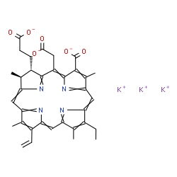 tripotassium (2S-trans)-18-carboxylato-20-(carboxylatomethyl)-13-ethyl-2,3-dihydro-3,7,12,17-tetramethyl-8-vinyl-21H,23H-porphine-2-propionate结构式