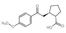 trans-2-[2-(4-methoxyphenyl)-2-oxoethyl]cyclopentane-1-carboxylic acid structure