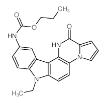 Propyl 7-ethyl-13-oxo-12,13-dihydro-7H-pyrrolo[2,1:6,1]pyrazino[2,3-c]carbazol-10-ylcarbamate结构式