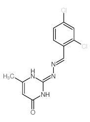 2-[(2Z)-2-[(2,4-dichlorophenyl)methylidene]hydrazinyl]-6-methyl-1H-pyrimidin-4-one结构式