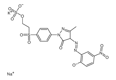 2,4-dihydro-4-[(2-hydroxy-5-nitrophenyl)azo]-5-methyl-2-[4-[[2-(sulphooxy)ethyl]sulphonyl]phenyl]-3H-pyrazol-3-one, potassium sodium salt结构式