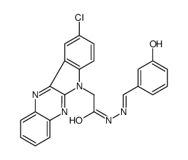 2-(9-chloroindolo[3,2-b]quinoxalin-6-yl)-N-[(E)-(3-hydroxyphenyl)methylideneamino]acetamide Structure