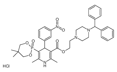2-(4-benzhydrylpiperazin-1-yl)ethyl 5-(5,5-dimethyl-2-oxo-1,3,2λ5-dioxaphosphinan-2-yl)-2,6-dimethyl-4-(3-nitrophenyl)-1,4-dihydropyridine-3-carboxylate,hydrochloride Structure