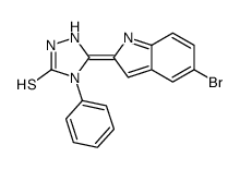 5-(5-bromoindol-2-ylidene)-4-phenyl-1,2,4-triazolidine-3-thione结构式