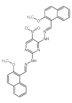 1-Naphthaldehyde,2-methoxy-, (5-nitro-2,4-pyrimidinediyl)dihydrazone(7CI,8CI) Structure