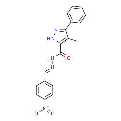 (E)-4-methyl-N-(4-nitrobenzylidene)-3-phenyl-1H-pyrazole-5-carbohydrazide structure