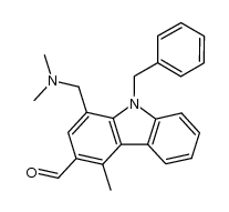 9-benzyl-1-((N,N-dimethylamino)methyl)-4-methylcarbazole-3-carbaldehyde结构式