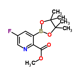 Methyl 5-fluoro-3-(4,4,5,5-tetramethyl-1,3,2-dioxaborolan-2-yl)-2-pyridinecarboxylate结构式