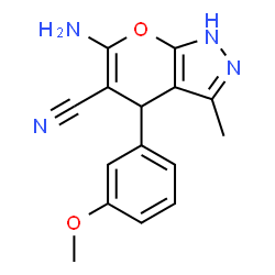 6-Amino-4-(3-methoxyphenyl)-3-methyl-1,4-dihydropyrano[2,3-c]pyrazole-5-carbonitrile picture