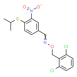 4-(ISOPROPYLSULFANYL)-3-NITROBENZENECARBALDEHYDE O-(2,6-DICHLOROBENZYL)OXIME结构式