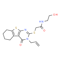 2-((3-allyl-4-oxo-3,4,5,6,7,8-hexahydrobenzo[4,5]thieno[2,3-d]pyrimidin-2-yl)thio)-N-(2-hydroxyethyl)acetamide Structure