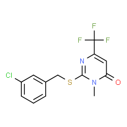 2-[(3-Chlorobenzyl)sulfanyl]-3-methyl-6-(trifluoromethyl)-4(3H)-pyrimidinone结构式