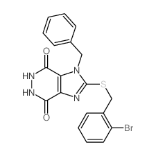 1H-Imidazo[4,5-d]pyridazine-4,7-dione,2-[[(2-bromophenyl)methyl]thio]-5,6-dihydro-1-(phenylmethyl)-结构式