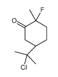 (2S,5R)-5-(2-chloropropan-2-yl)-2-fluoro-2-methylcyclohexan-1-one结构式