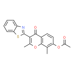 3-(benzo[d]thiazol-2-yl)-2,8-dimethyl-4-oxo-4H-chromen-7-yl acetate structure