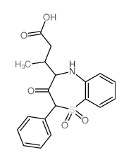 1,5-Benzothiazepine-4-propanoicacid, 2,3,4,5-tetrahydro-b-methyl-3-oxo-2-phenyl-, 1,1-dioxide structure