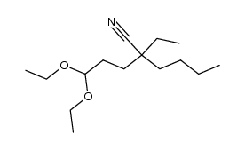 2-(3,3-diethoxy-propyl)-2-ethyl-hexanenitrile结构式