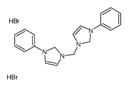 3-phenyl-1-[(3-phenyl-1,2-dihydroimidazol-1-ium-1-yl)methyl]-1,2-dihydroimidazol-1-ium,dibromide Structure