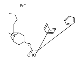 1-alpha-H,5-alpha-H-Tropanium, 8-butyl-3-hydroxy-, bromide, benzilate结构式