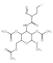 b-D-Glucopyranoside, methyl3-[[[(2-chloroethyl)nitrosoamino]carbonyl]amino]-3-deoxy-, 2,4,6-triacetate picture