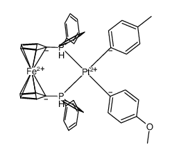 (1,1'-bis(diphenylphosphino)ferrocene)Pt(C6H4-4-CH3)(C6H4-4-OMe)结构式