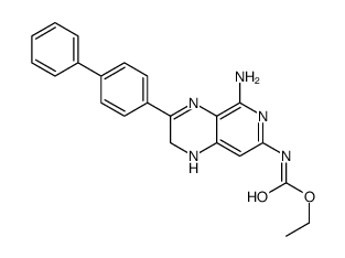 ethyl N-[5-amino-3-(4-phenylphenyl)-1,2-dihydropyrido[3,4-b]pyrazin-7-yl]carbamate结构式