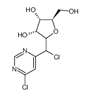 (3R,4S,5R)-2-(chloro(6-chloropyrimidin-4-yl)methyl)-5-(hydroxymethyl)tetrahydrofuran-3,4-diol结构式