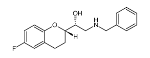 2H-1-Benzopyran-2-methanol, 6-fluoro-3,4-dihydro-α-[[(phenylmethyl)amino]methyl]-, (αR,2S)-rel结构式