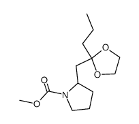 methyl 2-((2-propyl-1,3-dioxolan-2-yl)methyl)pyrrolidine-1-carboxylate结构式