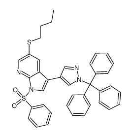 1-Benzenesulfonyl-5-butylsulfanyl-3-(1-trityl-1H-pyrazol-4-yl)-1H-pyrrolo[2,3-b]pyridine Structure