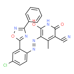 5-[[4-chloro-2-(3-phenyl-1,2,4-oxadiazol-5-yl)phenyl]azo]-1,2-dihydro-6-hydroxy-4-methyl-2-oxonicotinonitrile Structure
