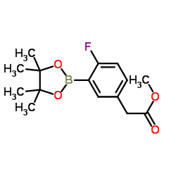 Methyl 2-(4-fluoro-3-(4,4,5,5-tetramethyl-1,3,2-dioxaborolan-2-yl)phenyl)acetate structure