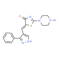 (5Z)-2-(4-methylpiperazin-1-yl)-5-[(5-phenyl-1H-pyrazol-4-yl)methylidene]-1,3-thiazol-4-one Structure