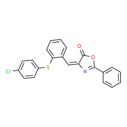 4-[o-(p-Chlorophenylthio)benzylidene]-2-phenyl-5(4H)-oxazolone structure