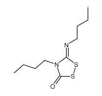 4-n-butyl-5-(n-butylimino)-1,2,4-ditjiazolidine-3-one结构式