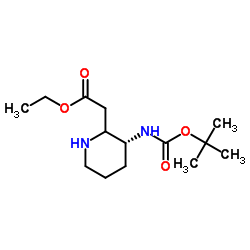 (R)-(3-TERT-BUTOXYCARBONYLAMINO-PIPERIDIN-2-YL)-ACETIC ACID ETHYL ESTER结构式